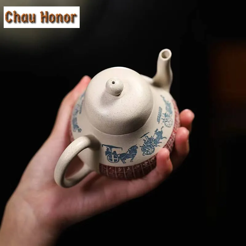 220ml Chinese Yixing Purple Clay Tea Pot Master Handmade Carriage Color Change Beauty Kettle Kung Fu Teaset Drinkware Customized