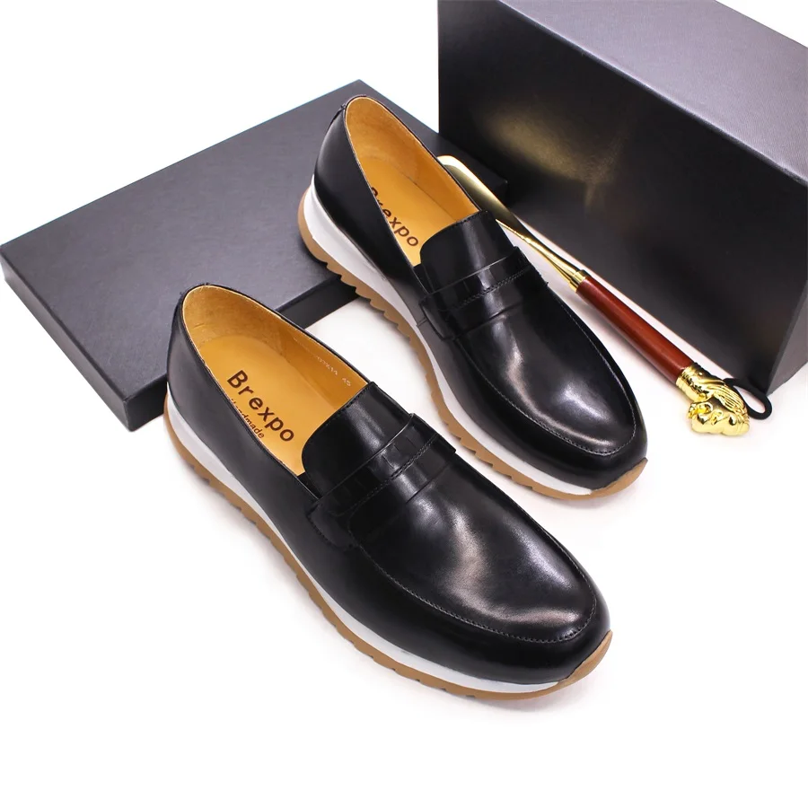 Genuine Leather Men Shoes Slip On Loafers Handmade Comfortable Fashion Casual Leather Shoes Banquet Formal Dress Men Shoes