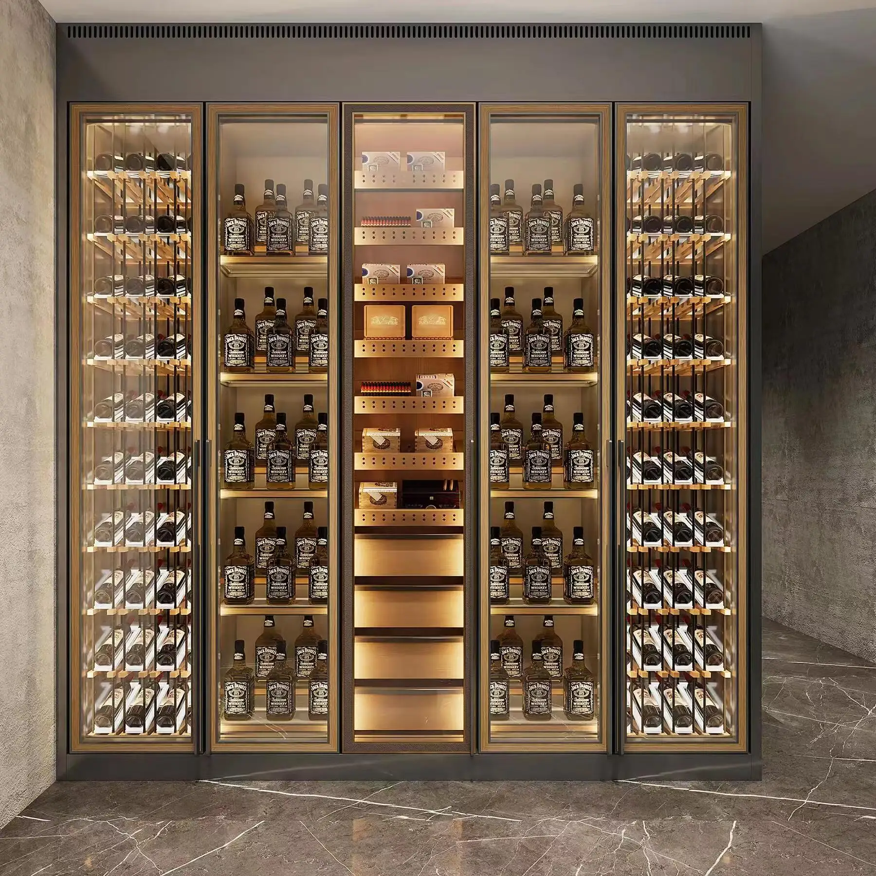 Italian Luxury Design Wine Refrigerator Cooling Cabinet Underground Wine Cellar Cabinet Cigar Storage Factory