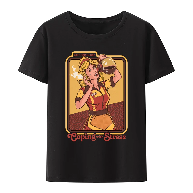 

Eat Your Worries Away Cotton T-shirts Horrible Style Men's Novelty Printed Top Cool Y2k Tops Pattern Summer Camisetas