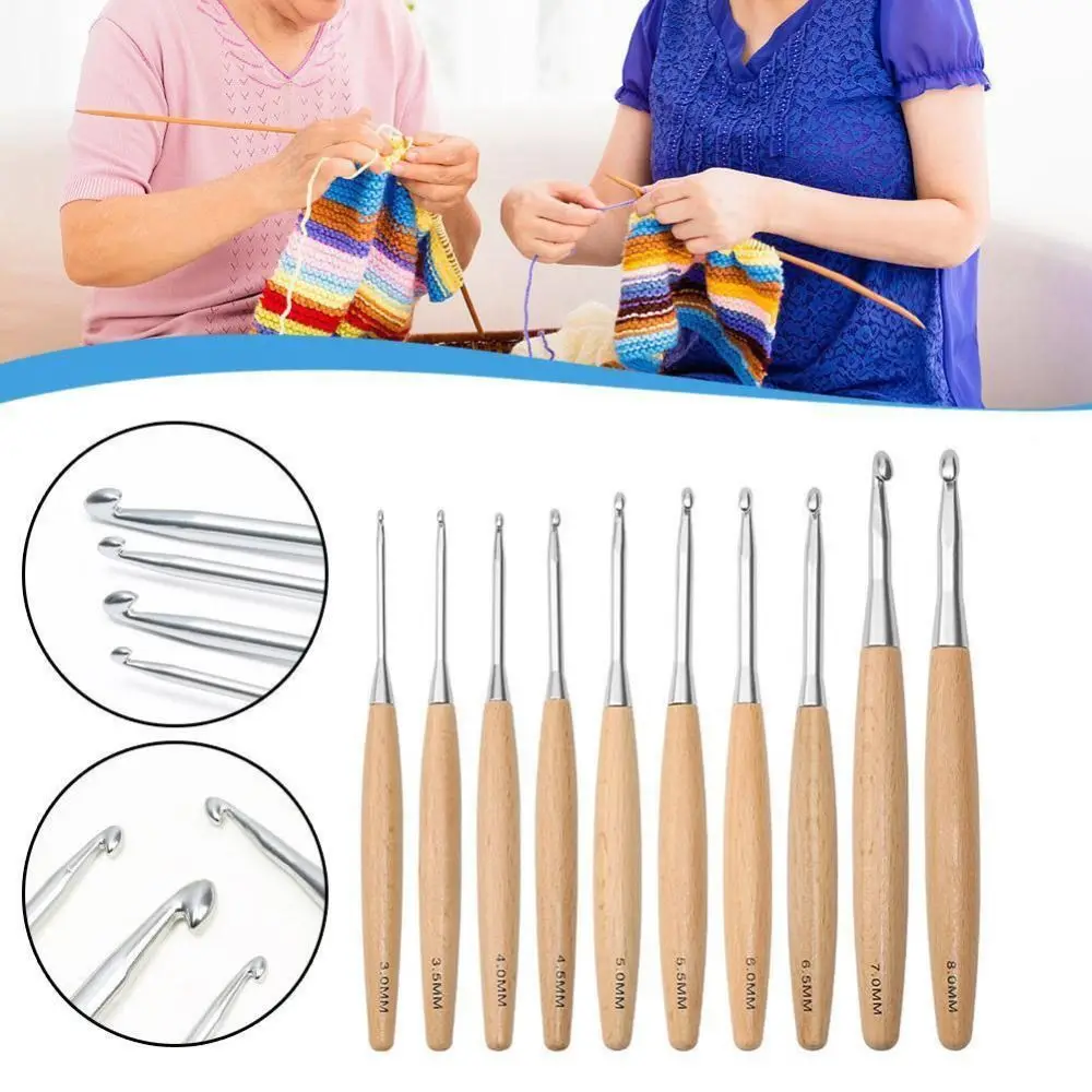 

2 шт., вязальные крючки с деревянной ручкой