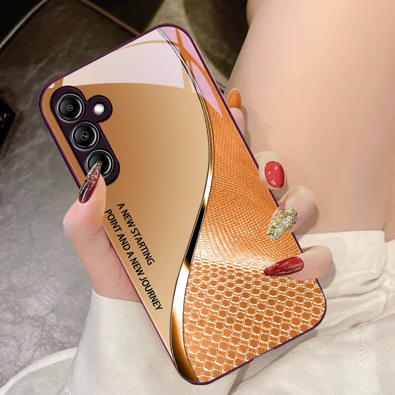 Mesh Curve Texture Tempered Glass Phone Case
