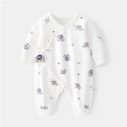 Unisex Newborn Cotton Romper - Printed Infant Jumpsuit for Spring & Autumn (0-6M) (Elephant)