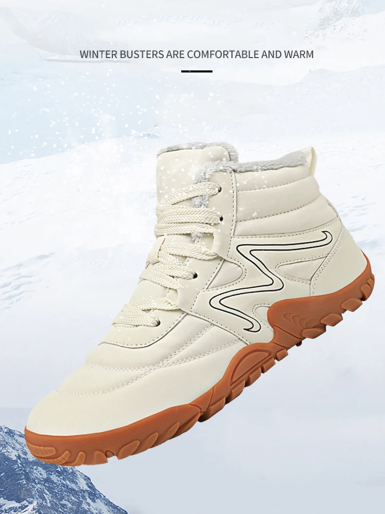 New Winter Boots For Men Snow BareFoot Outdoor Non-slip Warm Fur Casual Sneakers Plus Size Lightweight Ankle Boots Hiking Shoes