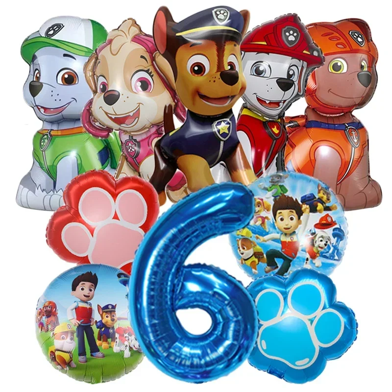 10 stücke Cartoon Paw Patrol Thema Folie Ballon Anzahl Ballon Kinder Geburtstag Party Dekoration Baby Geschenk Party Chase Skye Ballon – Detail 8