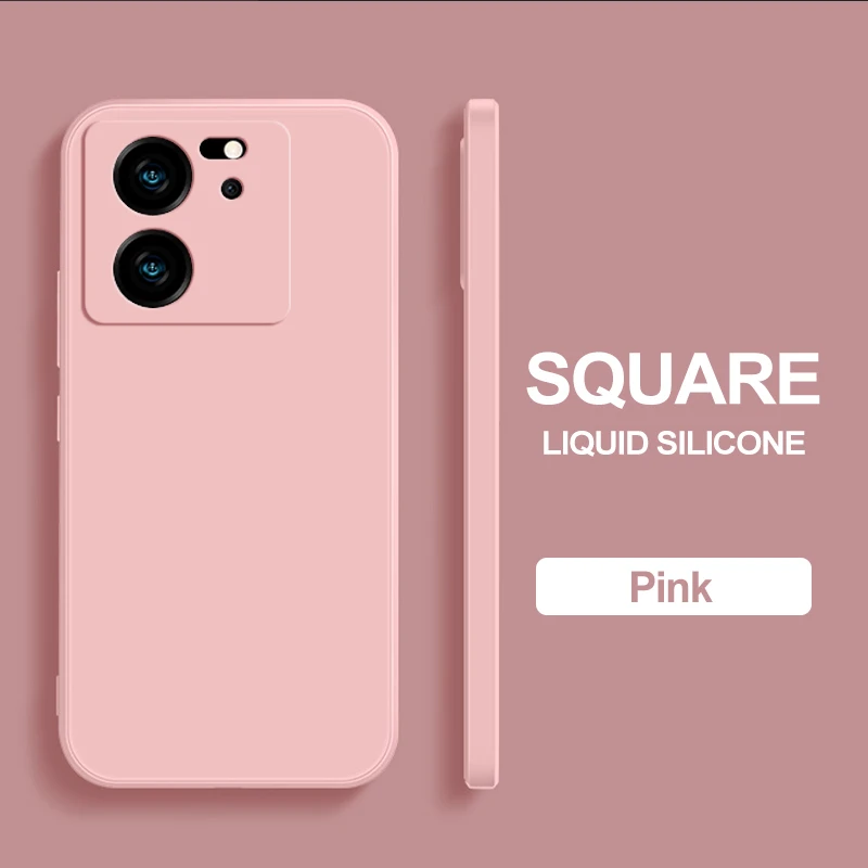 Square Liquid Silicone Shockproof Case with Camera Lens Protector