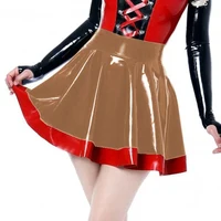 Plus Size High Waist Mini Skirts for Party Club Sexy PU Swing Patchwork Skirts Womens Wetlook PVC Leather Skate Short Skirts - Image 6