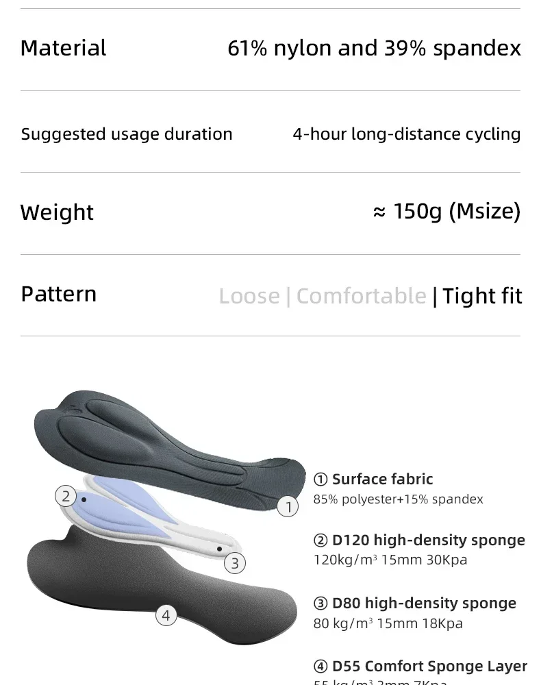ROCKBROS TVI Series Cycling Bib Shorts Tights Bicycle Bib Short Breathable Summer Bike Underwear Elastic Quick-Dry Padded