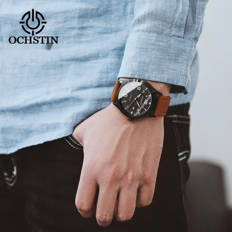 New Watch Authentic OCHSTIN Popular Vintage Leather Fully Automatic Mechanical Watch Trend Casual Business Watch Men's_voghion.com