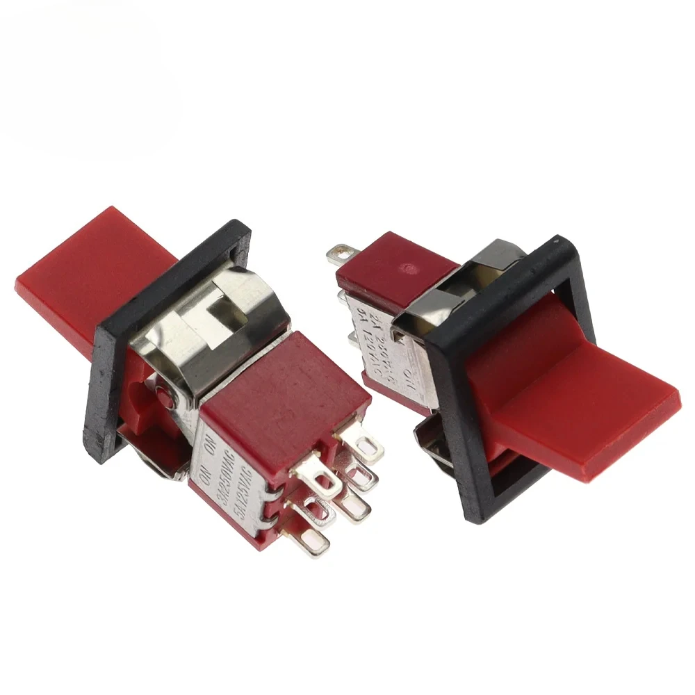 SPDT DPDT 리셋 래칭 토글 스위치 RLS-102 5A 125V 3A 250V AC 미니 3 6핀 ON-ON ON-OFF-ON 로커 스위치 조명 모터용