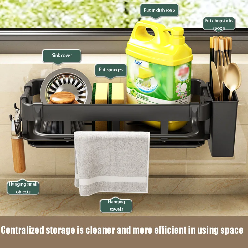 Kitchen Organizer Sponge Storage No Punching Dishcloth Rack Kitchen Organizing Shelf Accessories Organization Wall Home