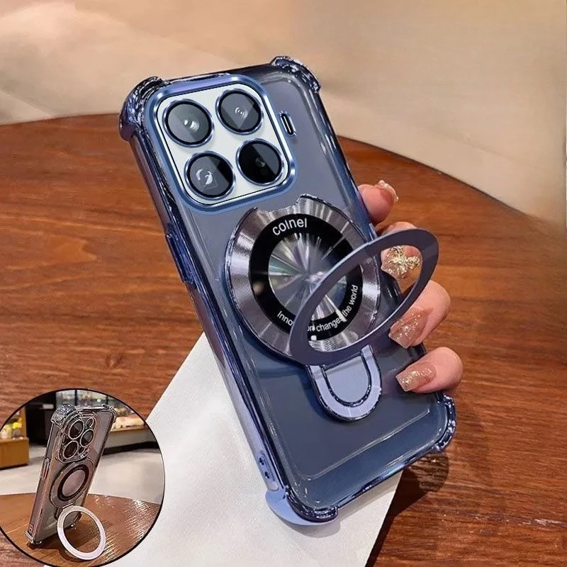 Shockproof Plating Magnetic Bracket Silicone Phone Case