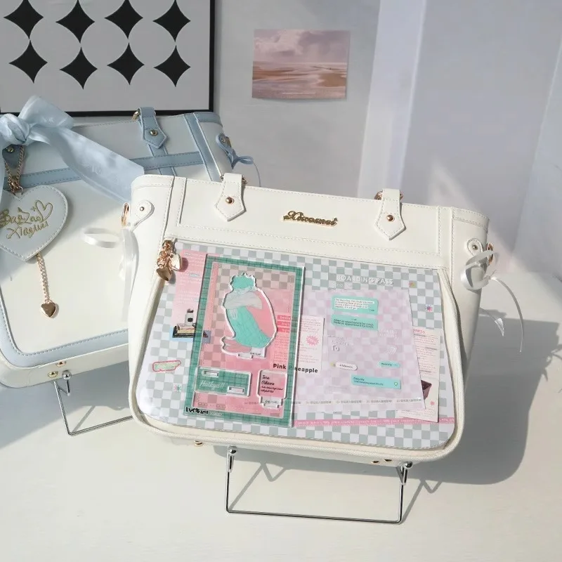 Ita Bag Sweet Transparent Underarm Bags for Women High-capacity PU Shoulder Bag Spring All Match Display Crossbody Bag 6