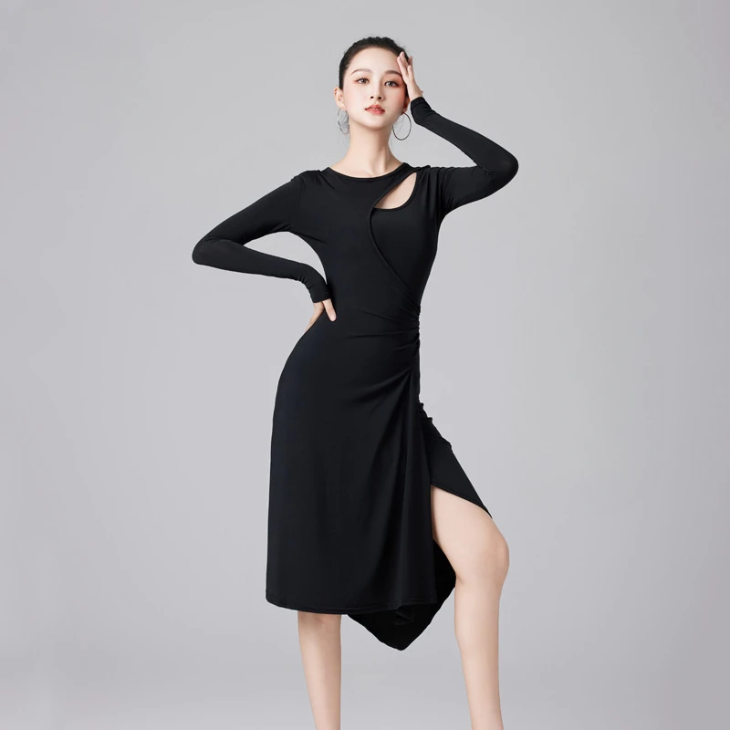 Latin dance uniform dress for adult competition dance uniform practice national standard dance fringe dress