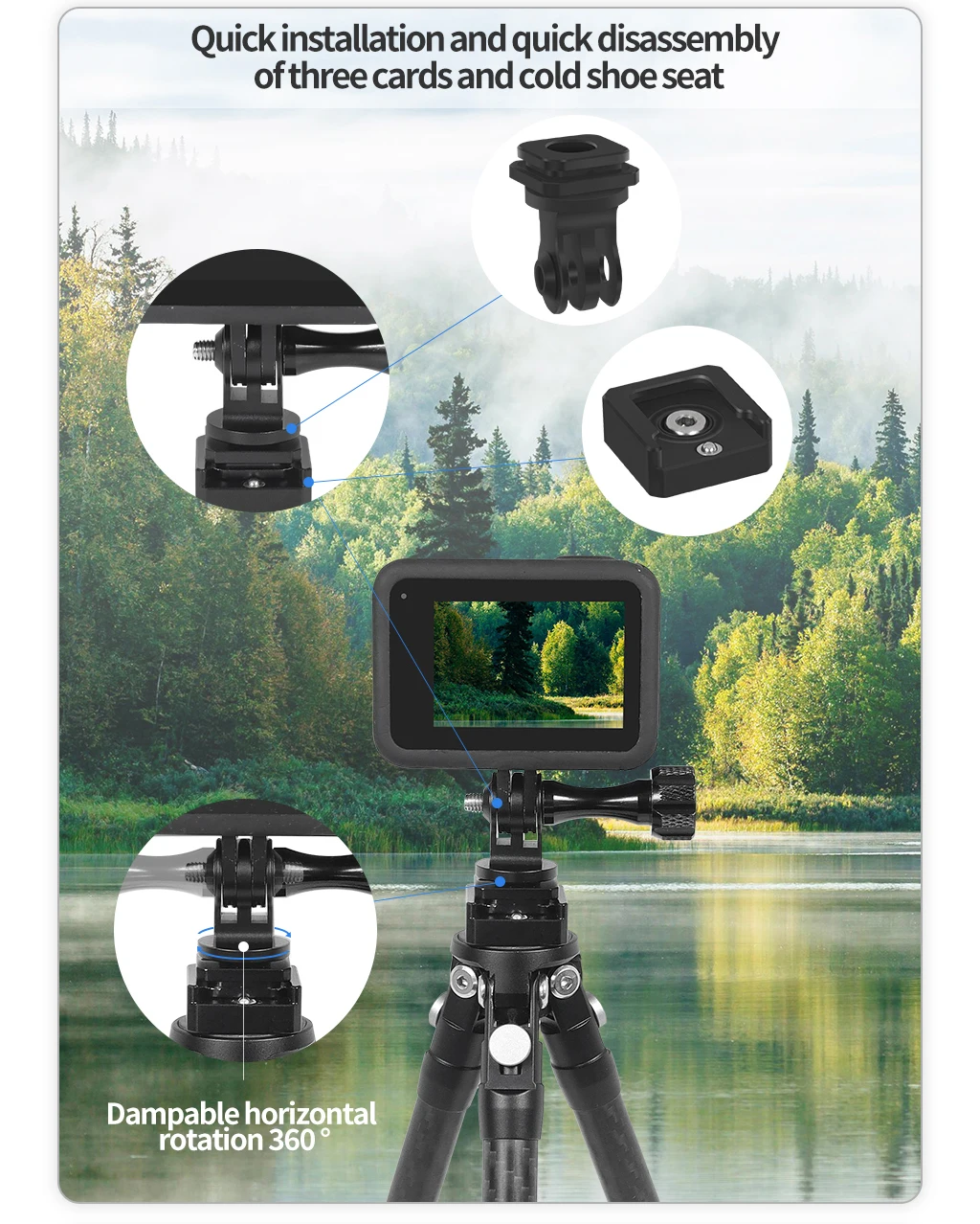 Quick Release Cold Shoe Mount 1/4 Screw for GoPro Hero 13 Insta360 Action Camera