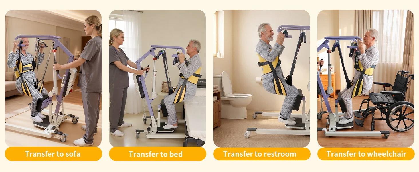 Ehucon Patientenlifter mit geteilten Beinhaltern zum Sitzen und Stehen, ISO-zertifiziertes, verstellbares Transfergurt für ältere Patienten – Detail 3