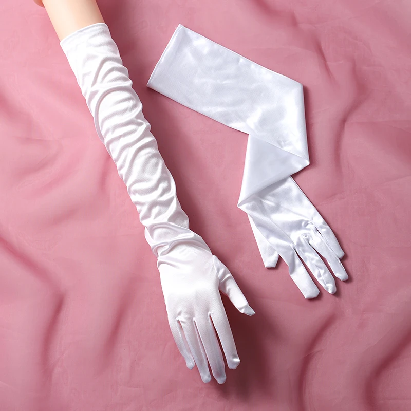 

Classic Long Polka Dot Gloves 55cm , Elegant Wedding Bride accessories for women