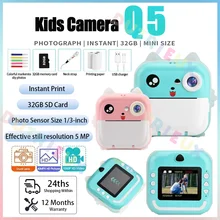 Q5 Kids Camera Instant Print Photo Mini Digital Video Camera for Kids Print Thermal Paper 32G TF Card Educational Toys Gift