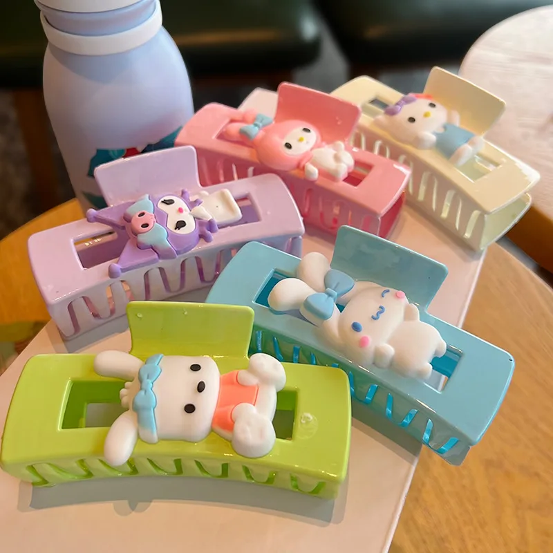 Kawaii Hellokitty Mymelody Kuromi Large Size Hair Clip Cute Girl Hair Accessories Cinnamoroll Cartoon Shark Clip Sanrio Gift sanrio hellokitty mymelody kuromi purin cinnamoroll marudata cable protective sleeve anti break apple android charging cable