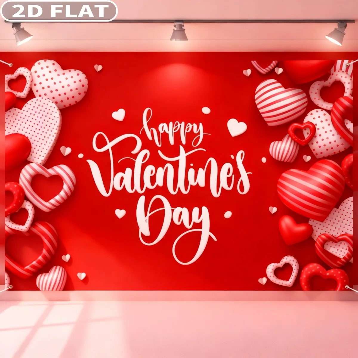 Hapy Rommet 2D FLAT 1pc Large Valentines Day Party Banner with Grommets & Ribbon ...