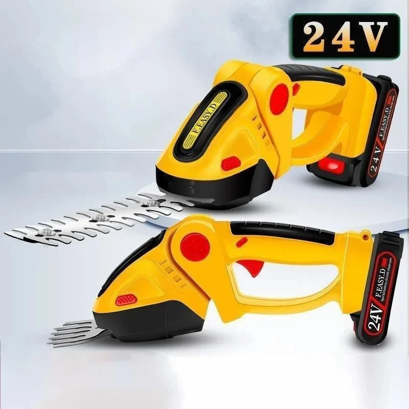 

24V Rechargeable Cordless Electric Hedge Trimmer 20000RPM Handheld 2 IN 1 Household Shrub Weeding Pruning Mower Garden Tools