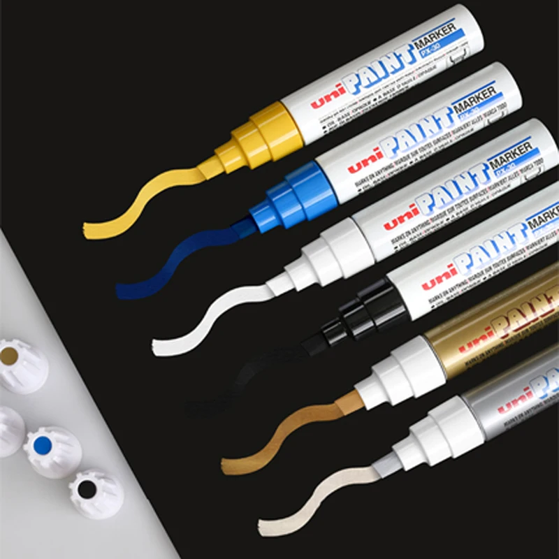 Paint Marker Pen 6 Pcs UNI Paint Markers PX-30 Industrial Oily Permanent Water Resistant Repair Pen Car Scratch Remover Painting DIY Graffiti