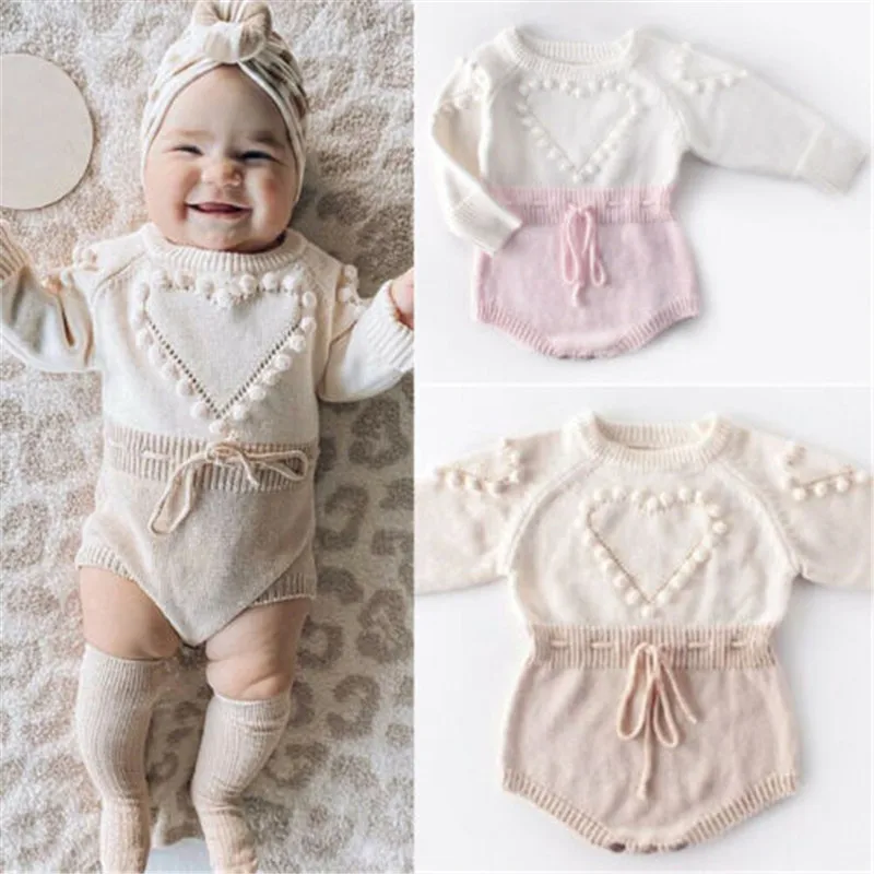 Body Manche Longue Bebe Fille 0-18 Mois En Tricot Barboteuse Bebe Garçon Pas Cher Doux Automne Combinaison Bebe Fille Naissance Printemps Vetement Bebe Garçon Nouveau Né Chaud (Khaki, 0-3 Mois