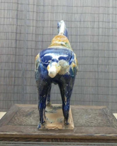 Collect China Ceramics Tri-Color Glazed Pottery Tang Dynasty War-horse Statue 2