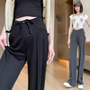 Korean Style Summer Maternity Formal Trousers Loose Casual Pregnant Woman Straight Pants Low Waist Drawstring Pregnancy Pants 1