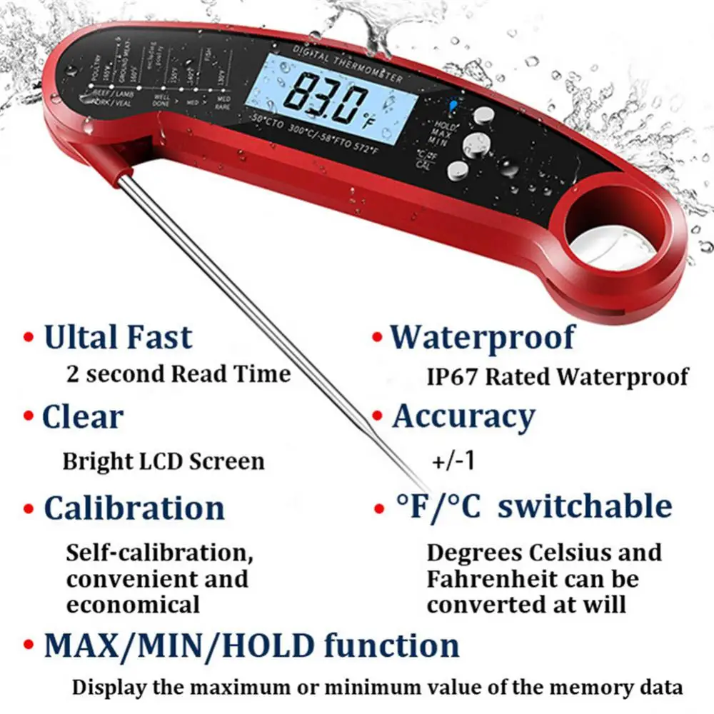 Kitchen Thermometer Food Meat Thermometers Instant Read Digital Temperature  Gauges BBQ Barbecue Waterproof Kitchen Cooking Tools - AliExpress