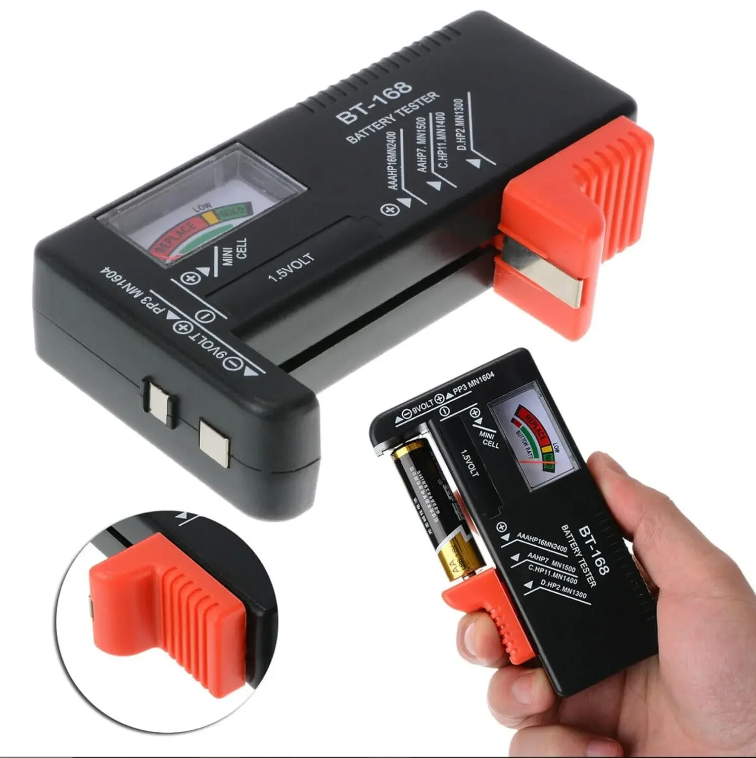 BT-168 Universal Battery Tester Power Meter for AA AAA C D 9V 1.5V Button Cell Color Voltage Checker