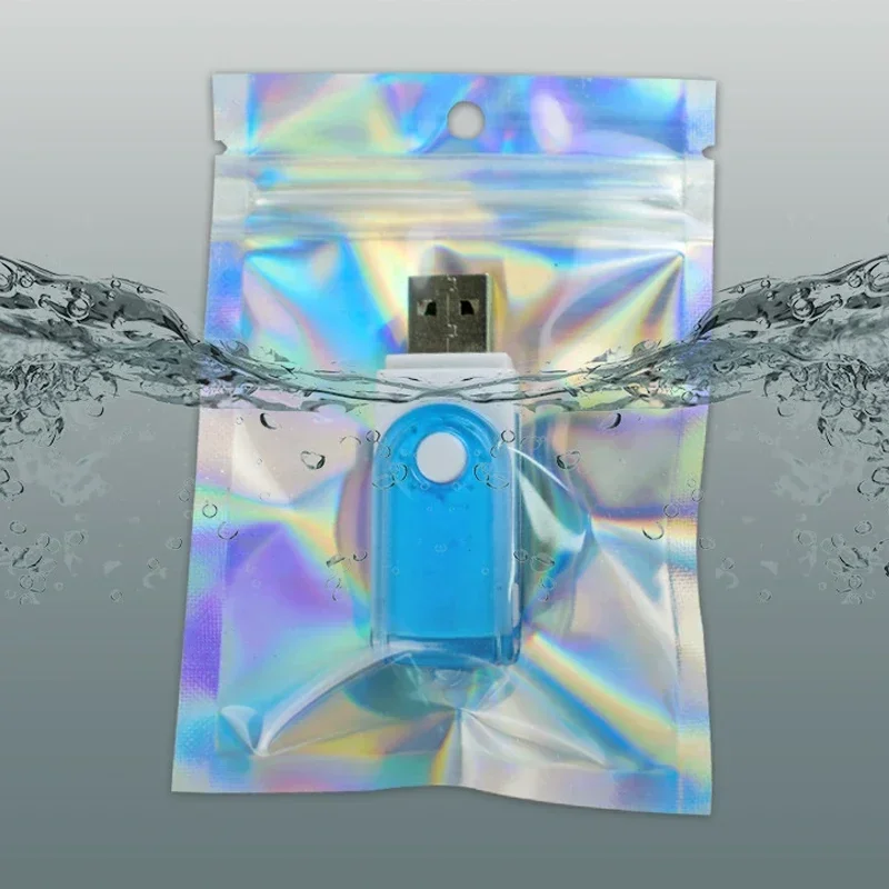 Kitchen Storage Bag Laser Sealing Bags Plastic Holographic Candy Food Pouch Resealable Necklace Jewelry Gift Packaging 100/50PCS jewelry storage bags holographic storage bag holographic bags