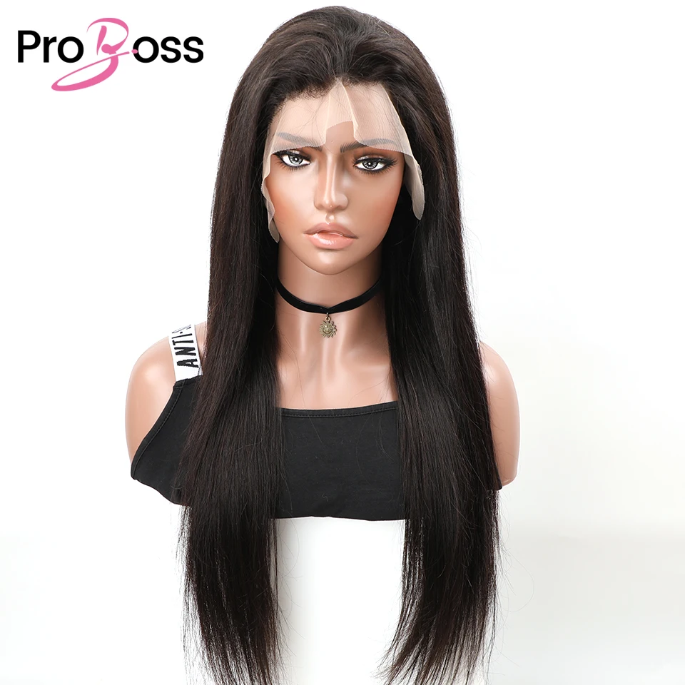 Proboss Hair malezyjski prosto Frontal tylko 13x6 HD koronkowe peruki dla kobiet mody 13x4 koronkowe przednie włosy ludzkie peruka Glueless