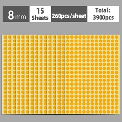 Colorful Multi-Size Self-Adhesive Dot Label Stickers - 15 Sheets for Versatile Organization and Decoration (Orange)
