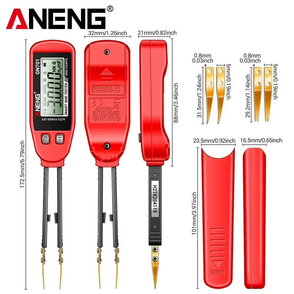 Mini LCR SMD ESR Tester Smart tweezer Resistance ANENG GN701 Capacitance Continuity Diode test meter Multimeter measurement test