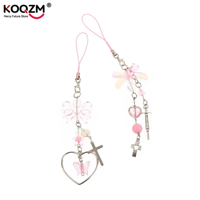 Phone Charms Pendant Kawaii Key Chain For Bag For iPhone For Samsung Cute Accessories Women Girl Straps Beaded Phone Lanyard