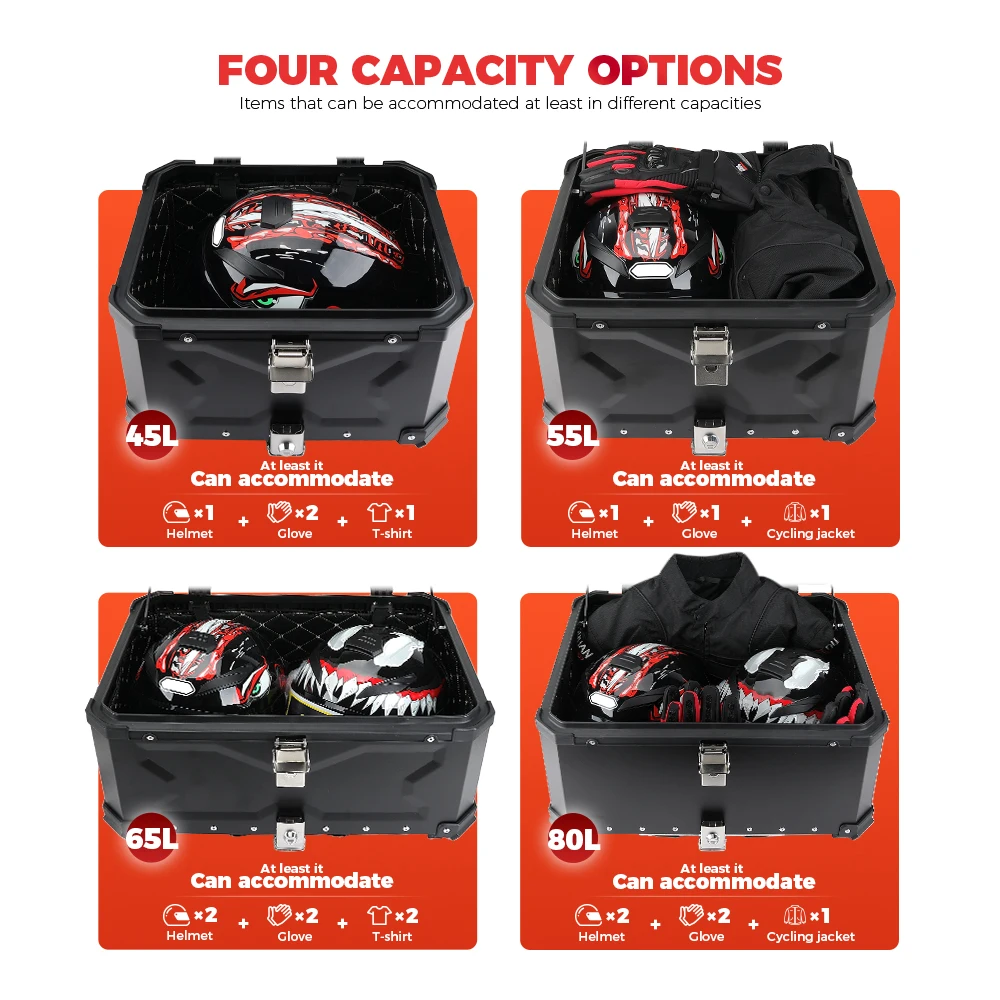 100L 80L 65L 55L CNC Aluminum Motorcycle Helmet Box For BMW