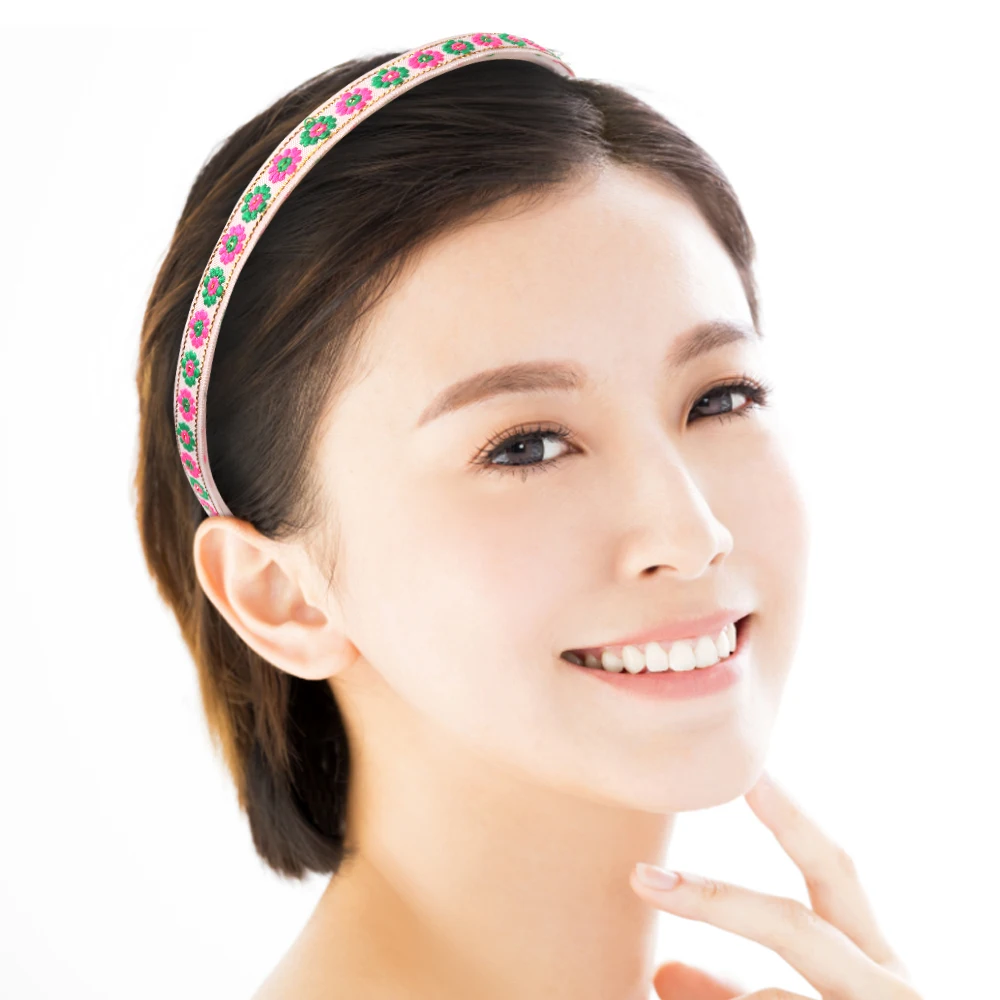 Classic Flower Embroidery Headband Versatile Rhombus Pattern Women's Elasticity Recreation Entertainment Hair Accessories Hairs