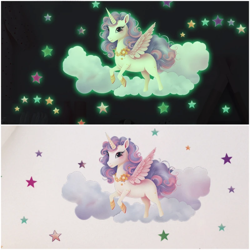 Luminous Cartoon Unicorn Wall Sticker Baby Room