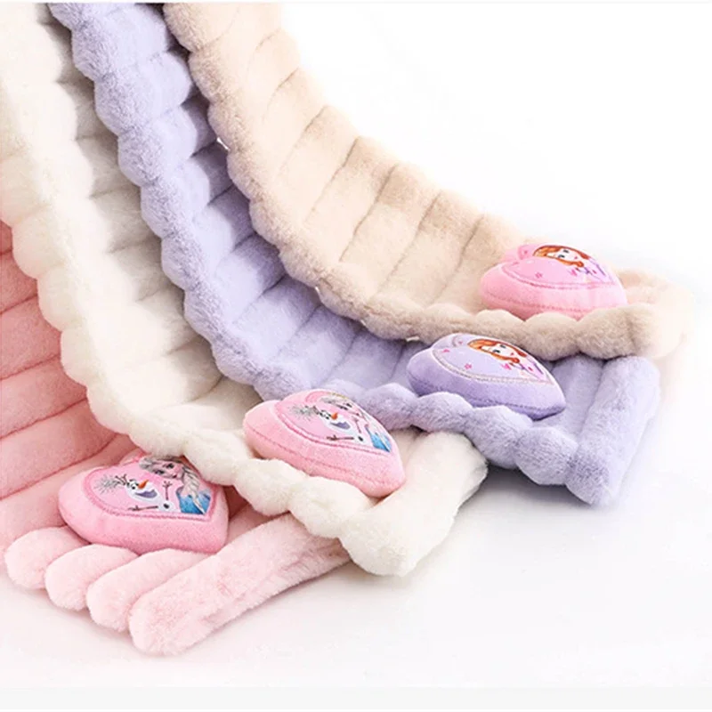 Disney Frozen Series Scarf Women Cute Elsa Keep Warm Scarf Girls All-match Plush Soft Cartoon Neckerchief Kids Winter Party Gift