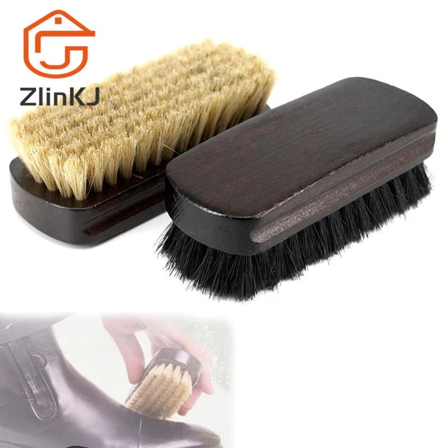 Brosse en poils de cheval en bois naturel, soin des bottes et chaussures,  propre, brillant, vernis - AliExpress