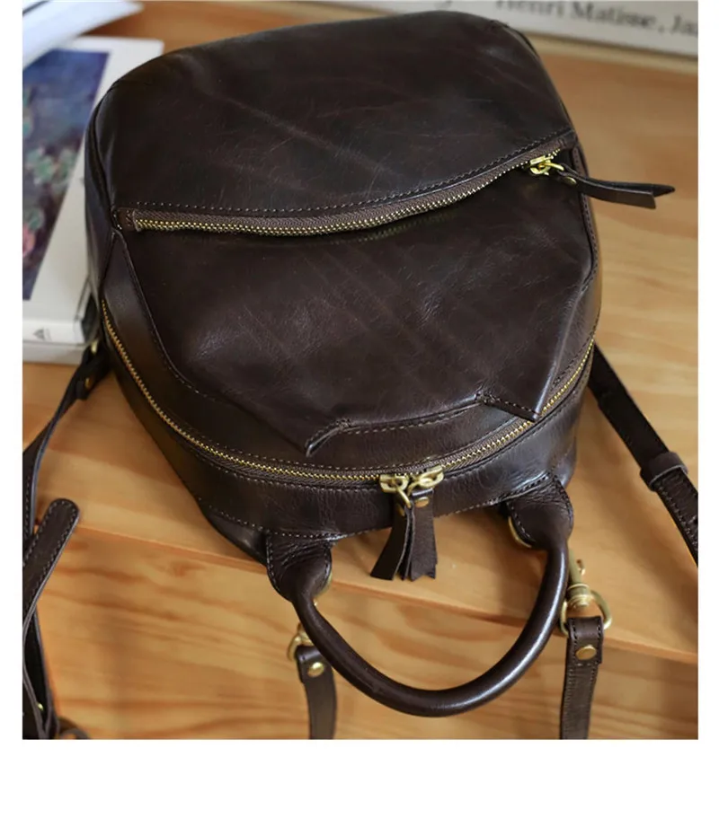 PNDME einfacher Vintage handgefertigter kleiner Damen-Rucksack aus echtem Leder, Wochenende, Outdoor, tägliche Party, echtes Rindsleder, Damen-Büchertasche – Detail 13