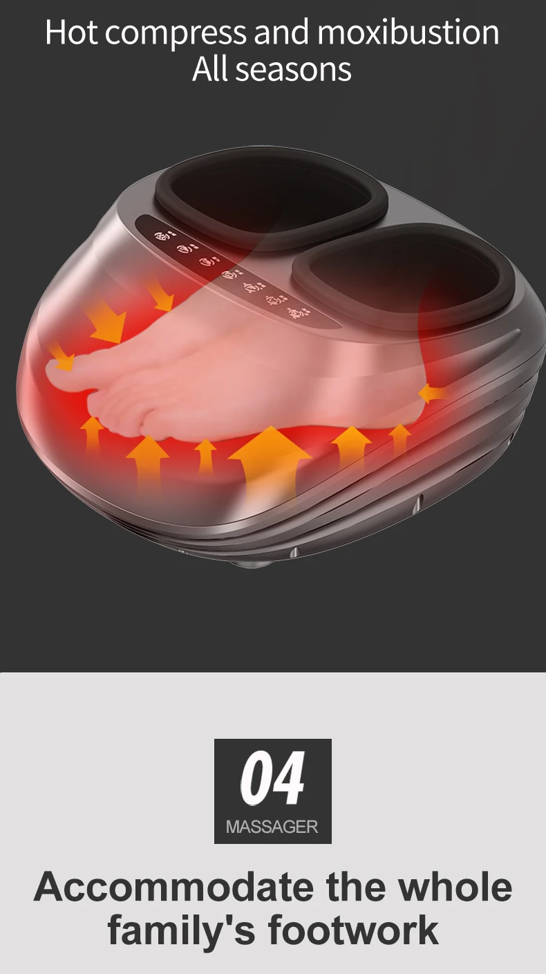 Massaggio elettrico per i piedi, Shiatsu, impastamento profondo, compressione dell'aria per la cura della salute, terapia di riscaldamento a infrarossi, antistress_voghion.com
