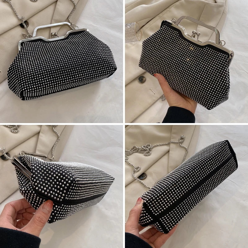 Luxury Women's Bag Simple Evening Crossbody Messenger Clutch Diamond Handbag For Women 2023 Fashion Female Women's Shoulder Bag