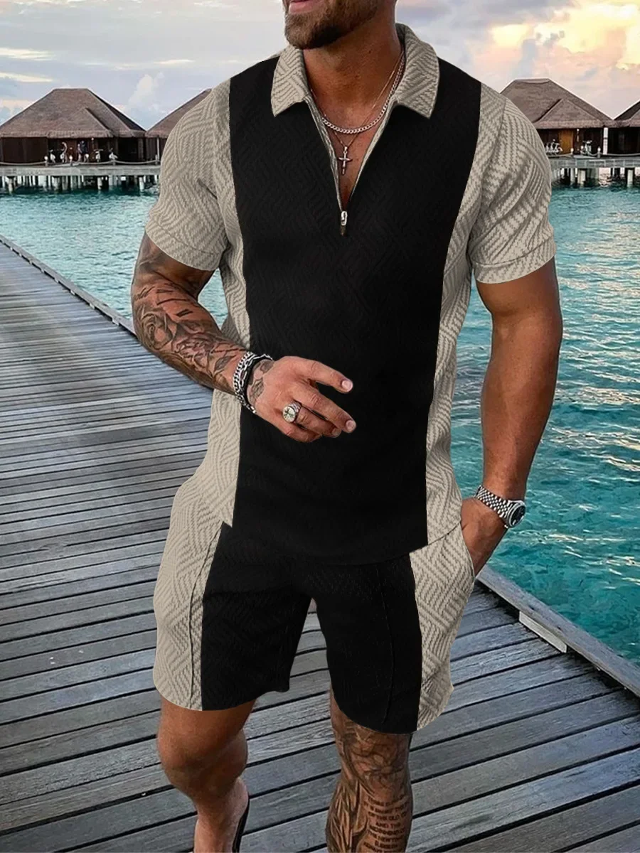 Hawaiian Tracksuit 2pcs Sets 3D Print Zipper Polo Shirt Short Sleeve Shirt And Shorts Casual Fashion Zip-Up Man 2PCS Clothing 10 Sb9ebeb21c8d84e949bd2a21d2a6d9aa9y