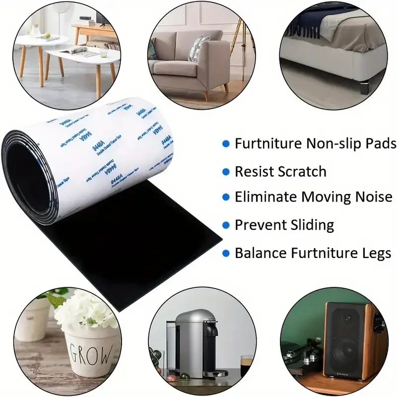 Non Slip Self Adhesive Silicone Cuttable Furniture Pads 4x40 inch Anti-Sliding Anti-Scratch Rubber Floor Protectors