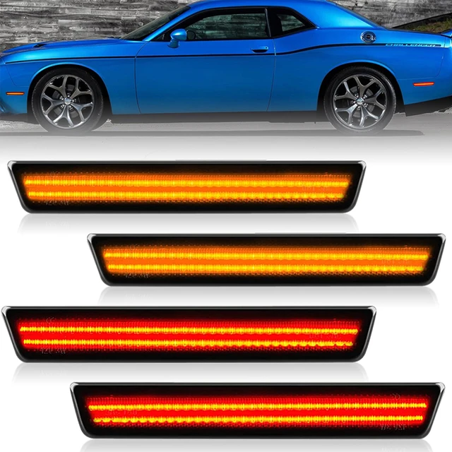 ل دودج تشالينجر 2015-2022 واضح ومدخن عدسة LED الجانب ماركر مصباح العنبر الجبهة الأحمر الخلفي الجانب الحاجز عاكس أضواء