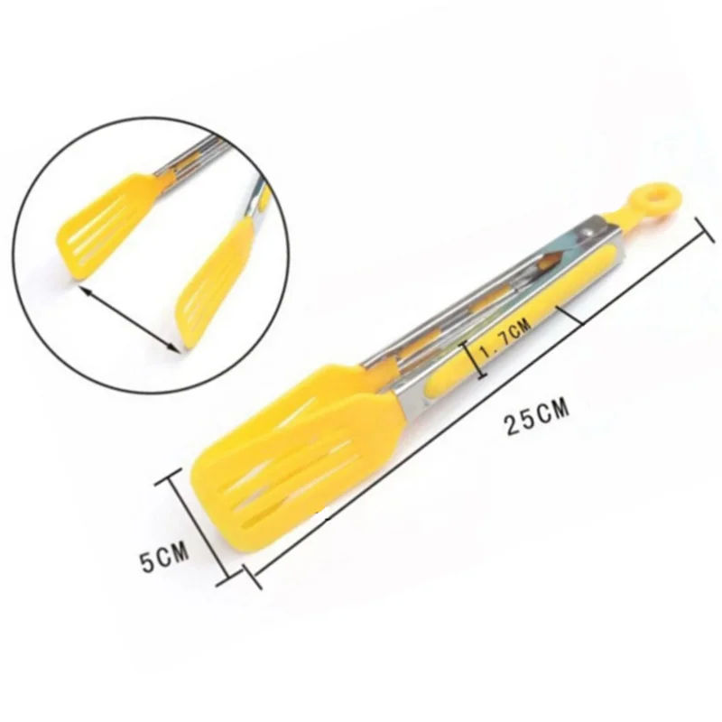 Food Tongs Silicone BBQ Grilling Kitchen Cooking Salad Bread Serving Non-Stick Barbecue Clip Clamp Stainless Steel Tools Gadgets