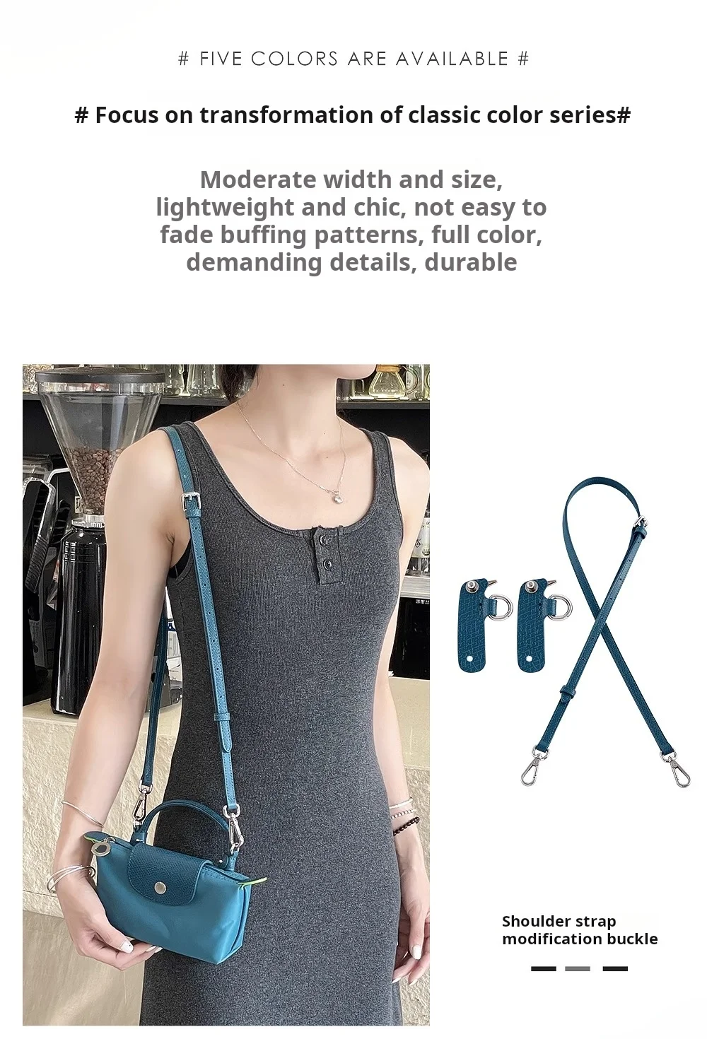 Leather Replacement Crossbody Bag Strap Fit for 2024 New Longchamp mini shoulder strap without punching modification
