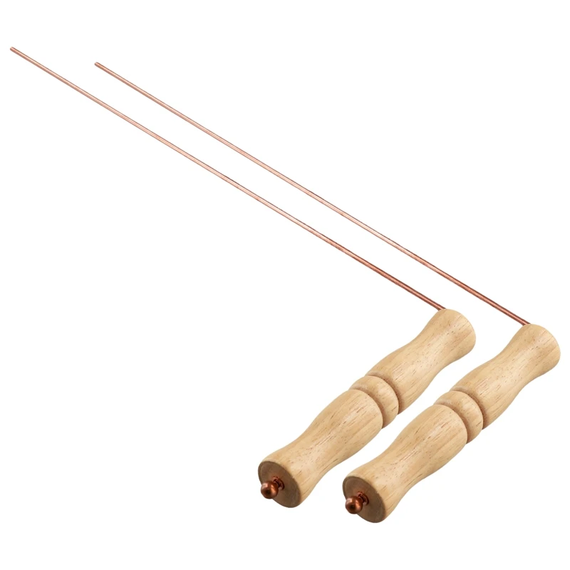 Copper Dowsing Rods Kit For Divination Tool-Natural Wooden Handles Divining Rods